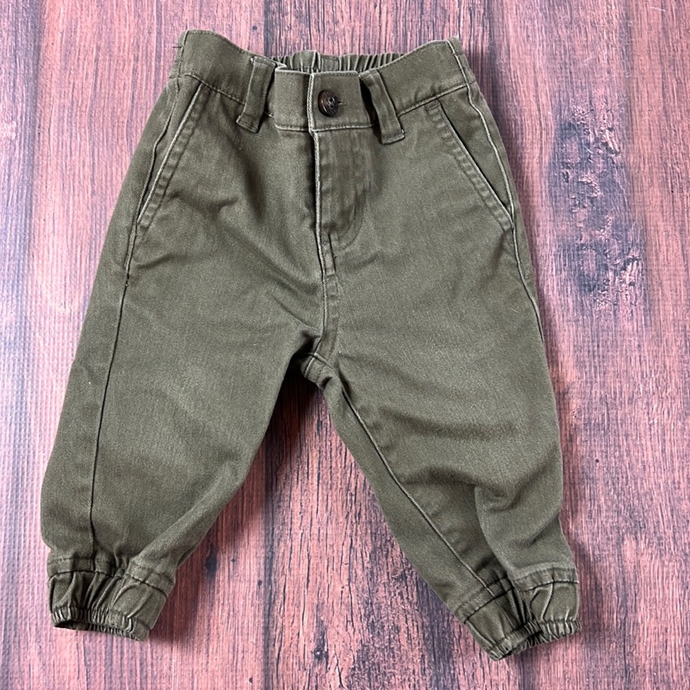Janie and Jack 6-12 month hunter green chino pants khaki